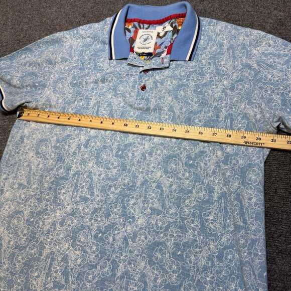 A Fish Named Fred Polo Shirt Men's L Floral AOP Print Hibiscus Resort Summer - Picture 6 of 7